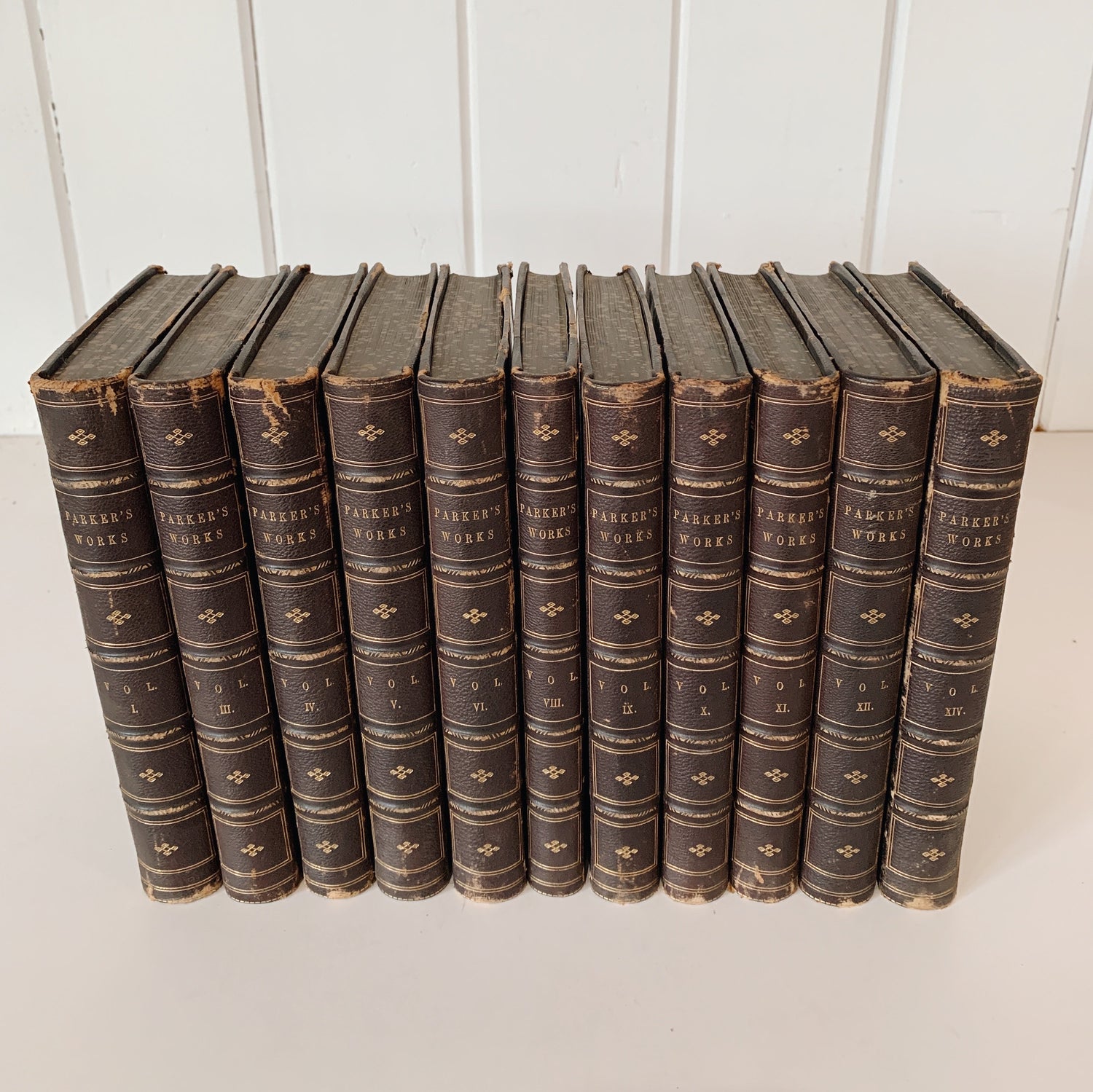 The Collected Works of Theodore Parker, 1876, Leather Antique Book Set