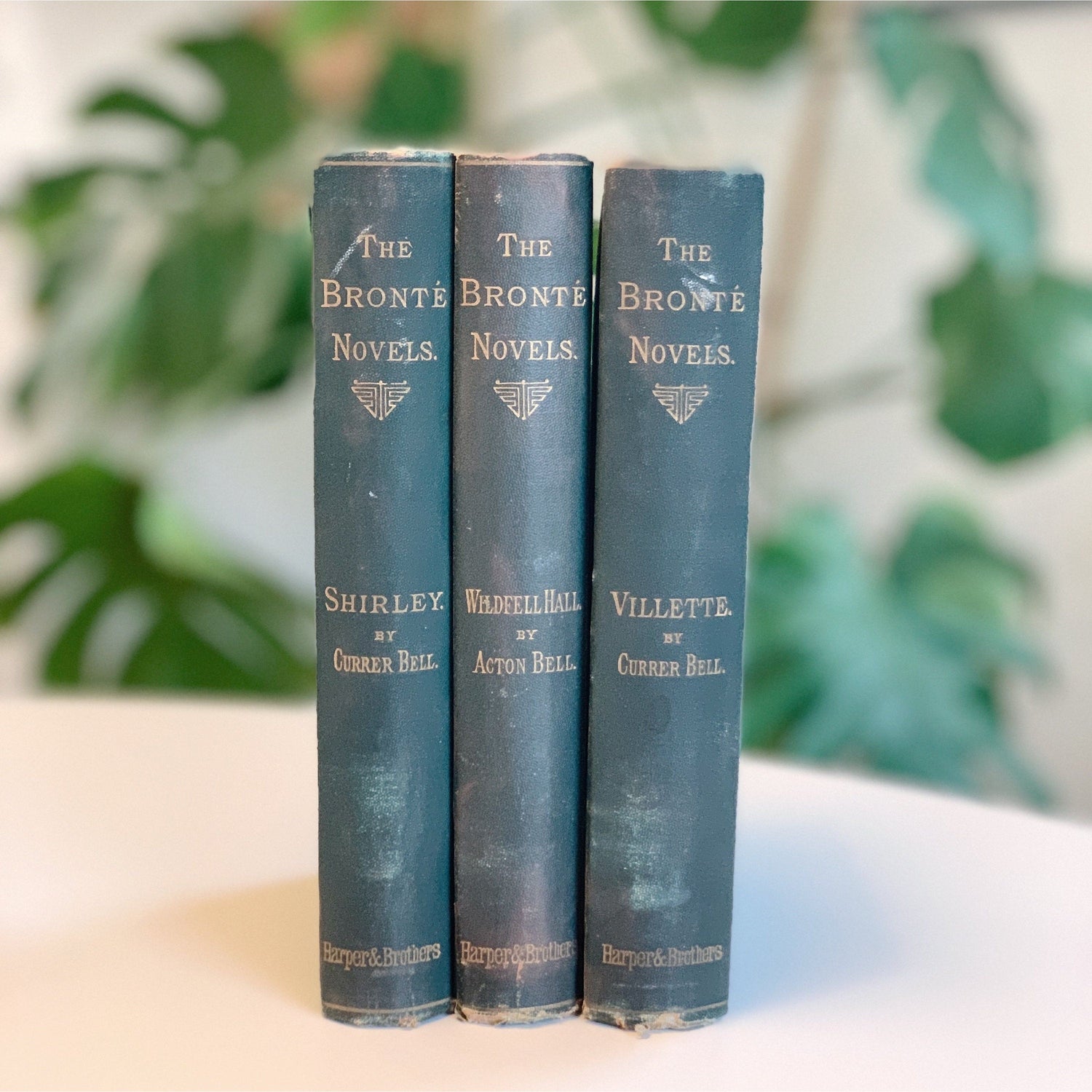 The Bronte Novels, Harper & Brothers, 1870s, Antique Green Book Set