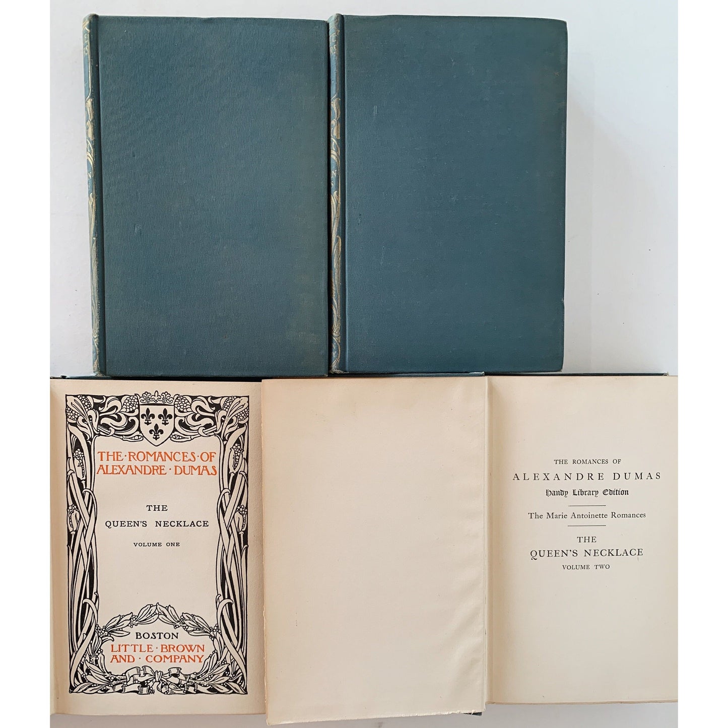 Antique Blue Alexandre Dumas Set, The Romances of Alexandre Dumas, Handy Library Edition