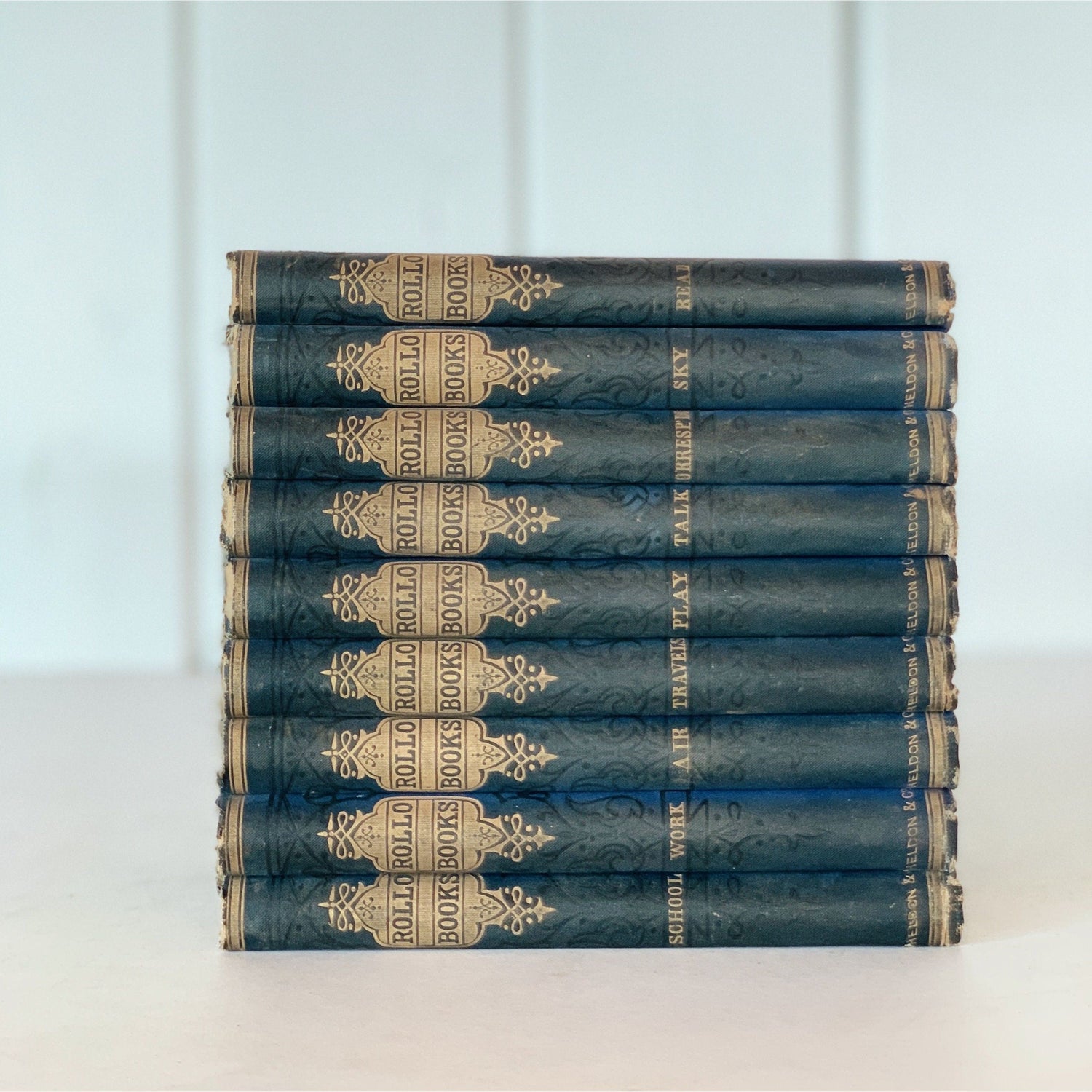 The Rollo Books, Antique 1896 Ornate Blue Petite Books, Children's Book Series