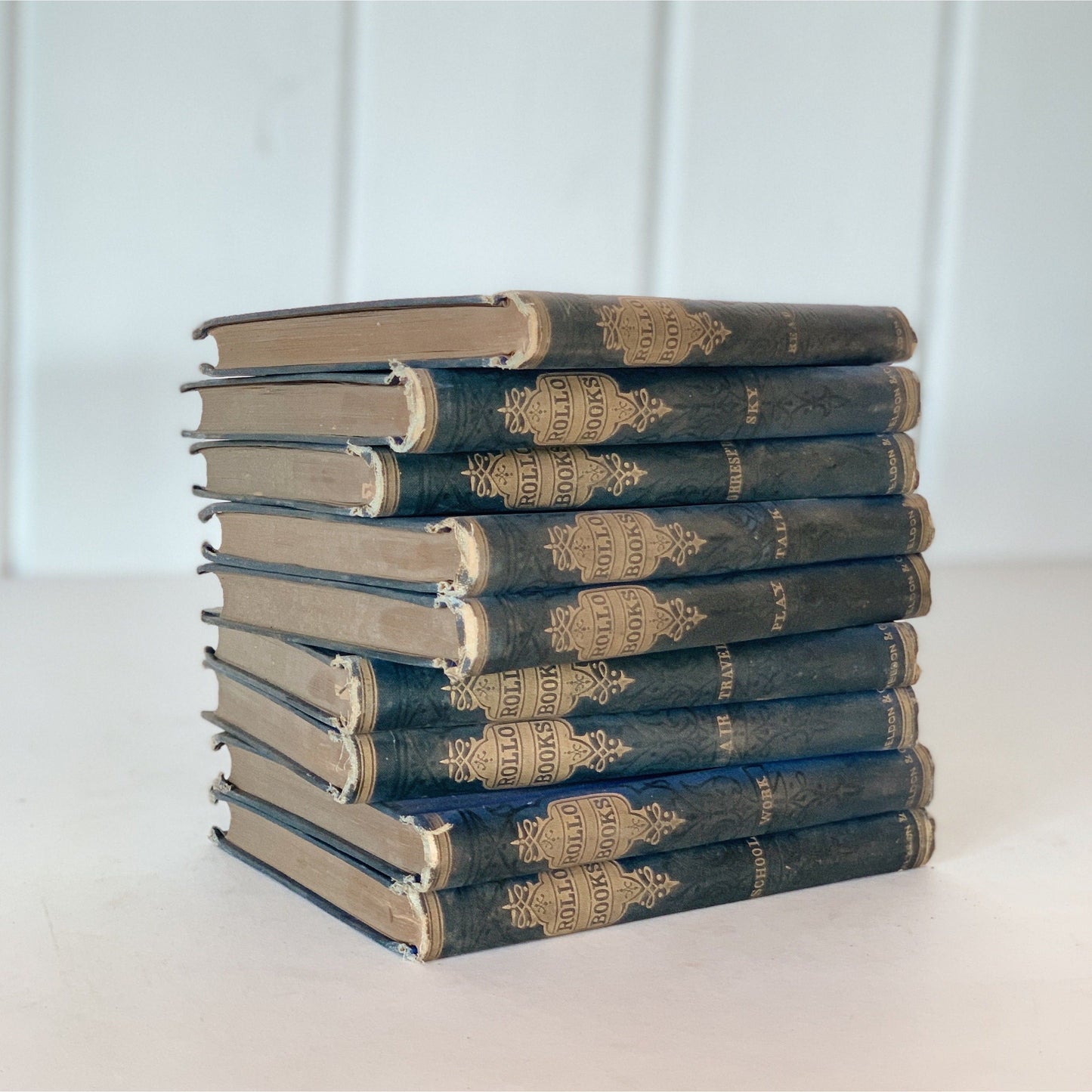The Rollo Books, Antique 1896 Ornate Blue Petite Books, Children's Book Series