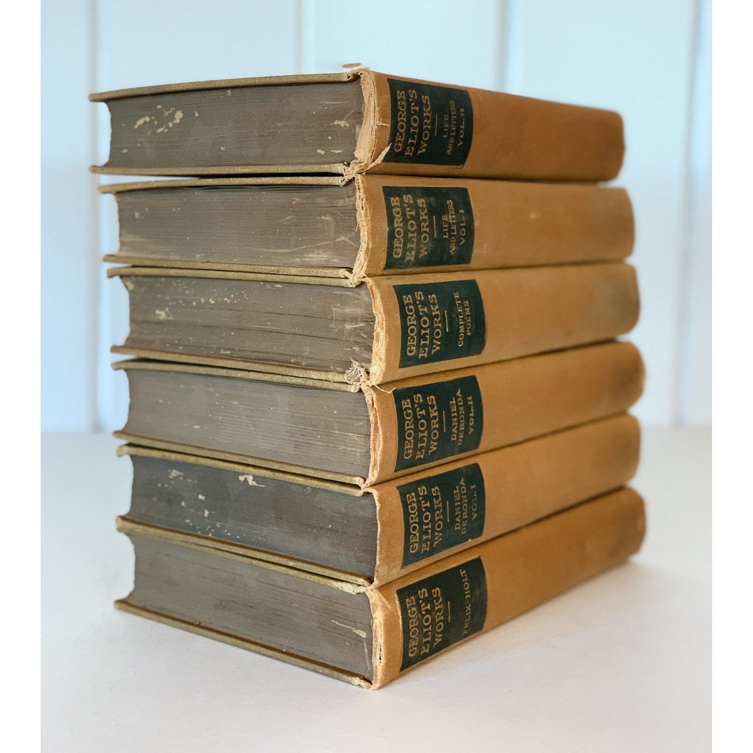 The Personal Edition of George Eliot’s Works 1904 Partial Set, Marigold Mustard Yellow Book Set
