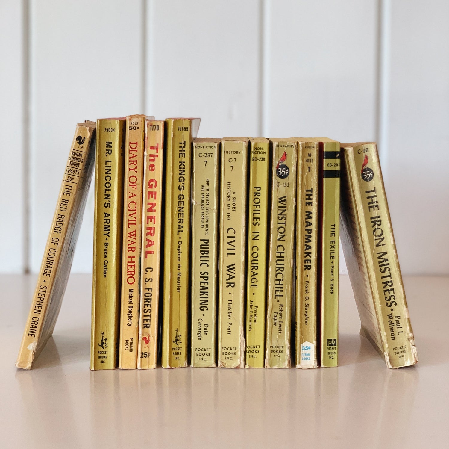 Mustard Yellow and Gold Paperback Vintage Classic Book Bundle, Shabby Chic Yellow Shelf Decor, Retro Bookshelf Decor