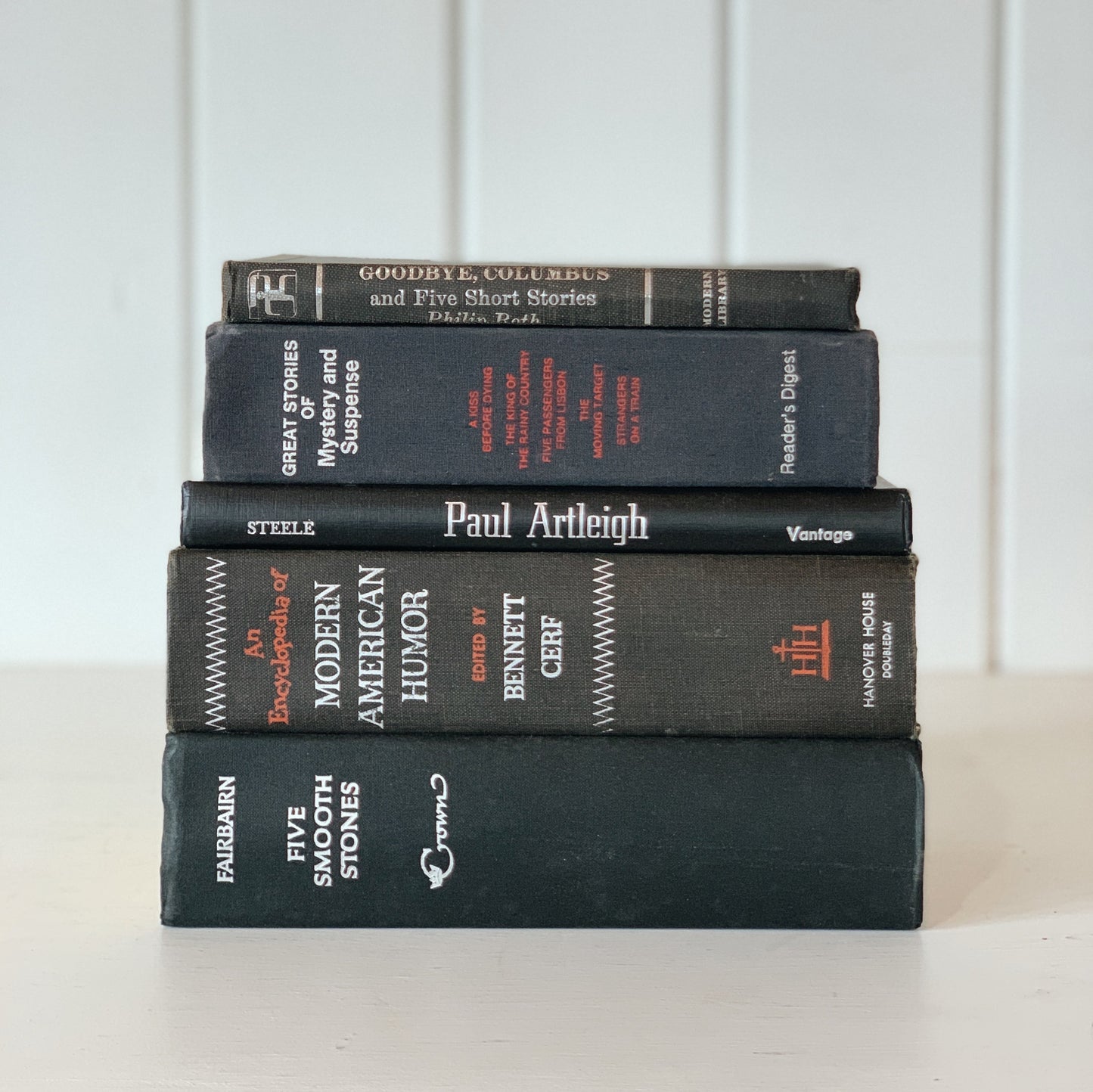 Black Silver and Red Vintage Books, Books By Color For Bookshelf Decor, Masculine Office Shelf Styling