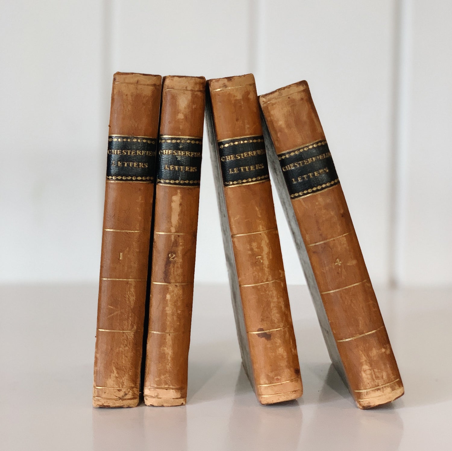 Chesterfield’s Letters, Four Volume Set 1821, Leather Antique Book Set