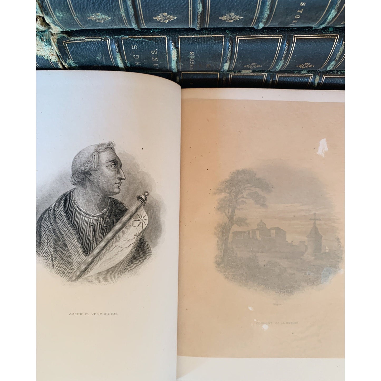 Washington Irving Book Set, Geoffrey Crayon Edition, 1868, Leather-Bound