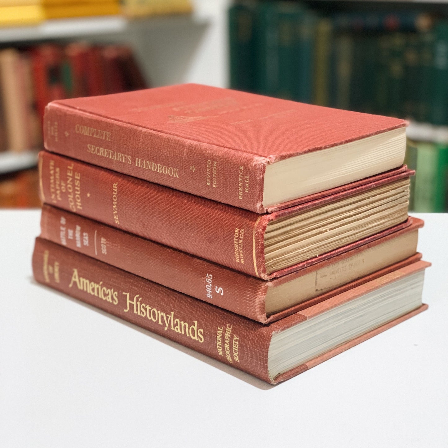 Mid-Century Vintage Terra Cotta Oversized Books for Display, Library and Office Decor