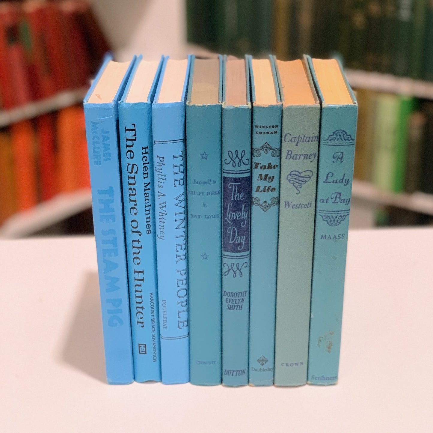 Retro Blue Decorative Books for Display, 1960s Bookshelf Decor, Books By Color
