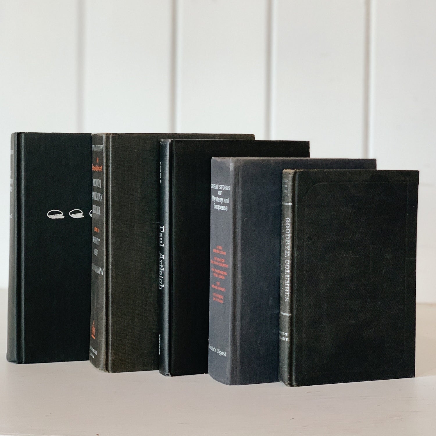 Black Silver and Red Vintage Books, Books By Color For Bookshelf Decor, Masculine Office Shelf Styling