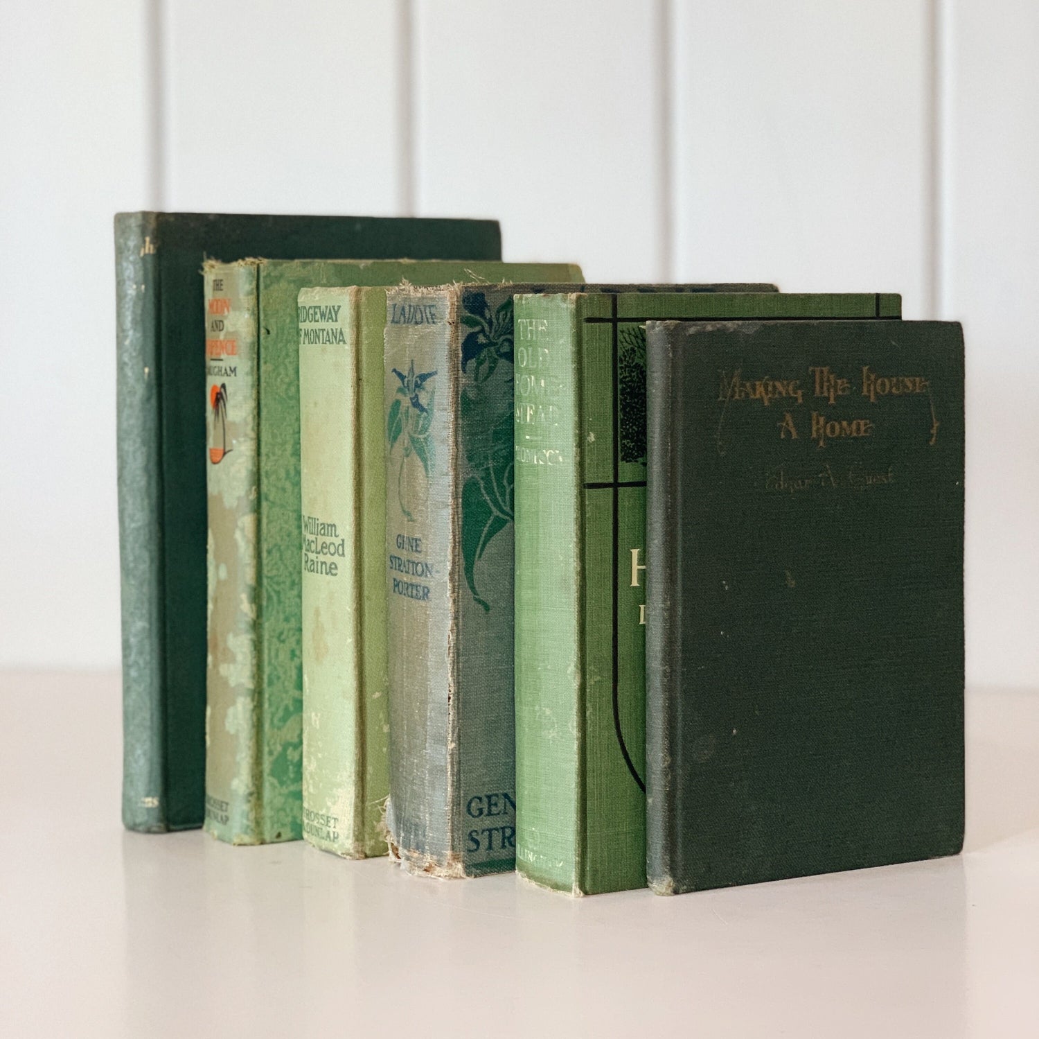 Antique and Vintage Shabby Distressed Green Distressed Books for Display, Handmade Decor