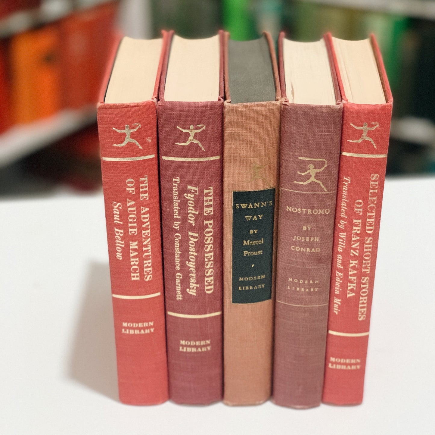 Modern Library Red - Coral - Rust Book Set, Mid-Century Books for Bookshelf Decor