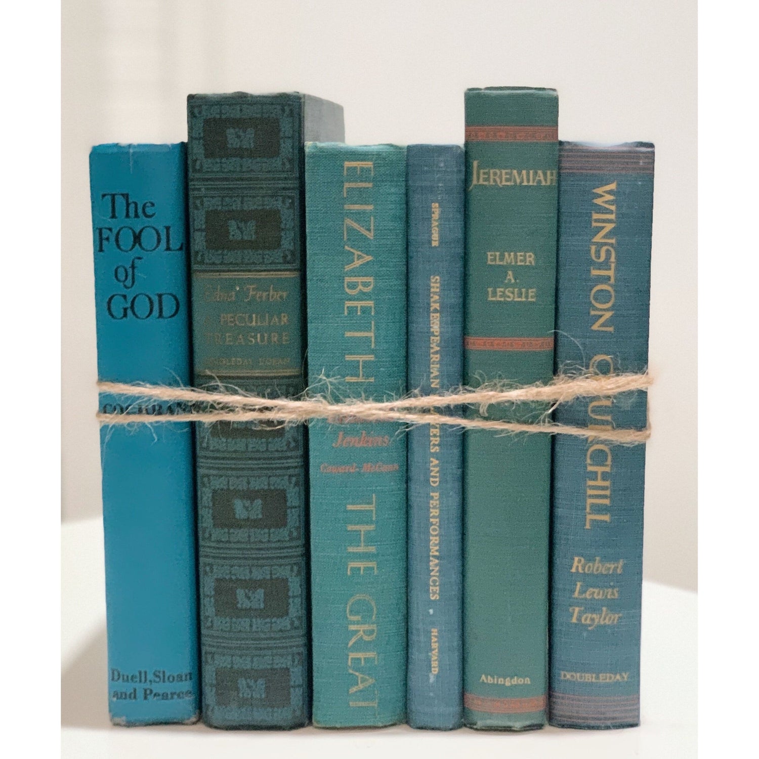 Vintage Dark Teal Blue Moody Book Lot, Mid Century Modern Dark Academia Decor