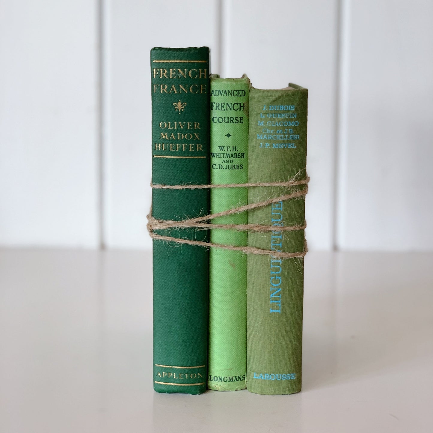 Vintage Green French Books, French School Books, French Country Shabby Chic Decor