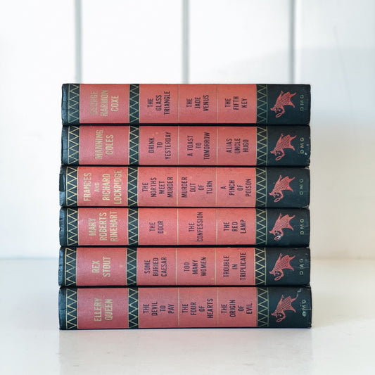 Mid-Century Black and Red Mystery Novel Set, Borzoi D M G Mystery Collection