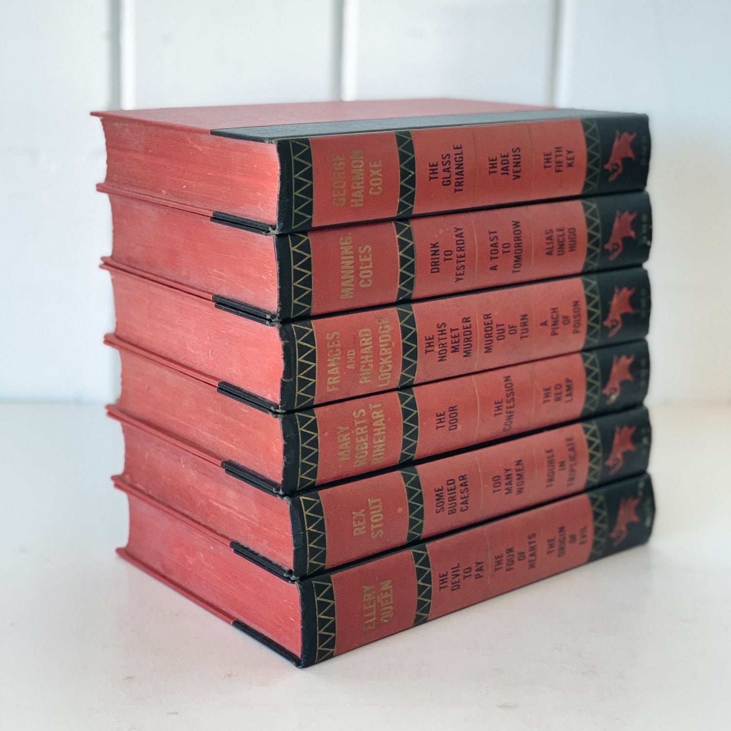 Mid-Century Black and Red Mystery Novel Set, Borzoi D M G Mystery Collection