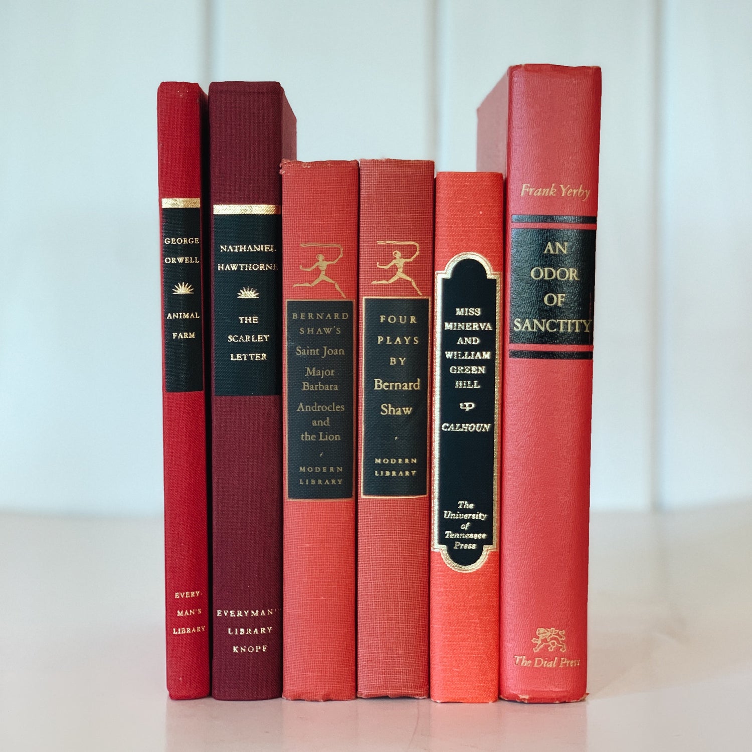 VIntage Decorative Black and Red Books for Display, Formal Room, Office Decor