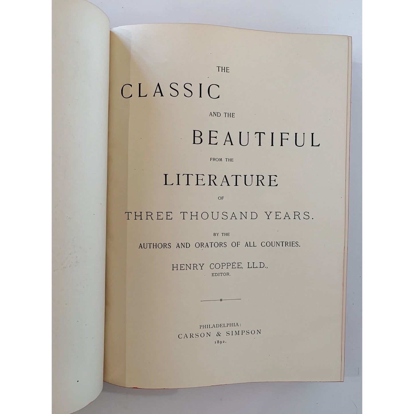 The Classic and the Beautiful From the Literature of Three Thousand Years, Red Antique Decorative Books, Large Book Bundle