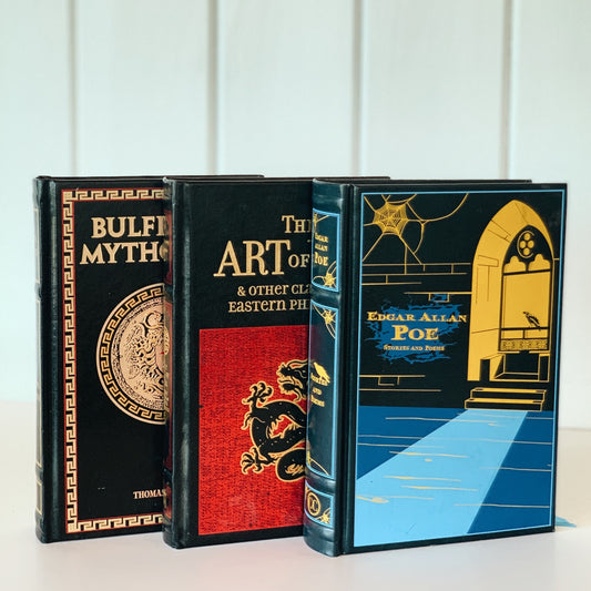 Black Canterbury Classics Leather-Bound Book Bundle, Books By Color, Shelf Styling, Art of War, Bulfinch's Mythology, Edgar Allan Poe