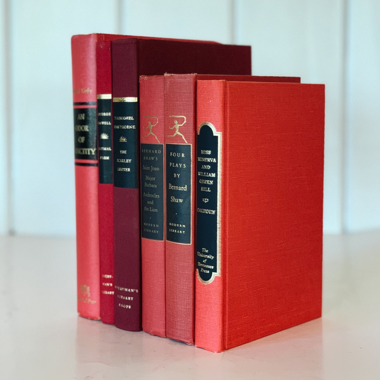 VIntage Decorative Black and Red Books for Display, Formal Room, Office Decor