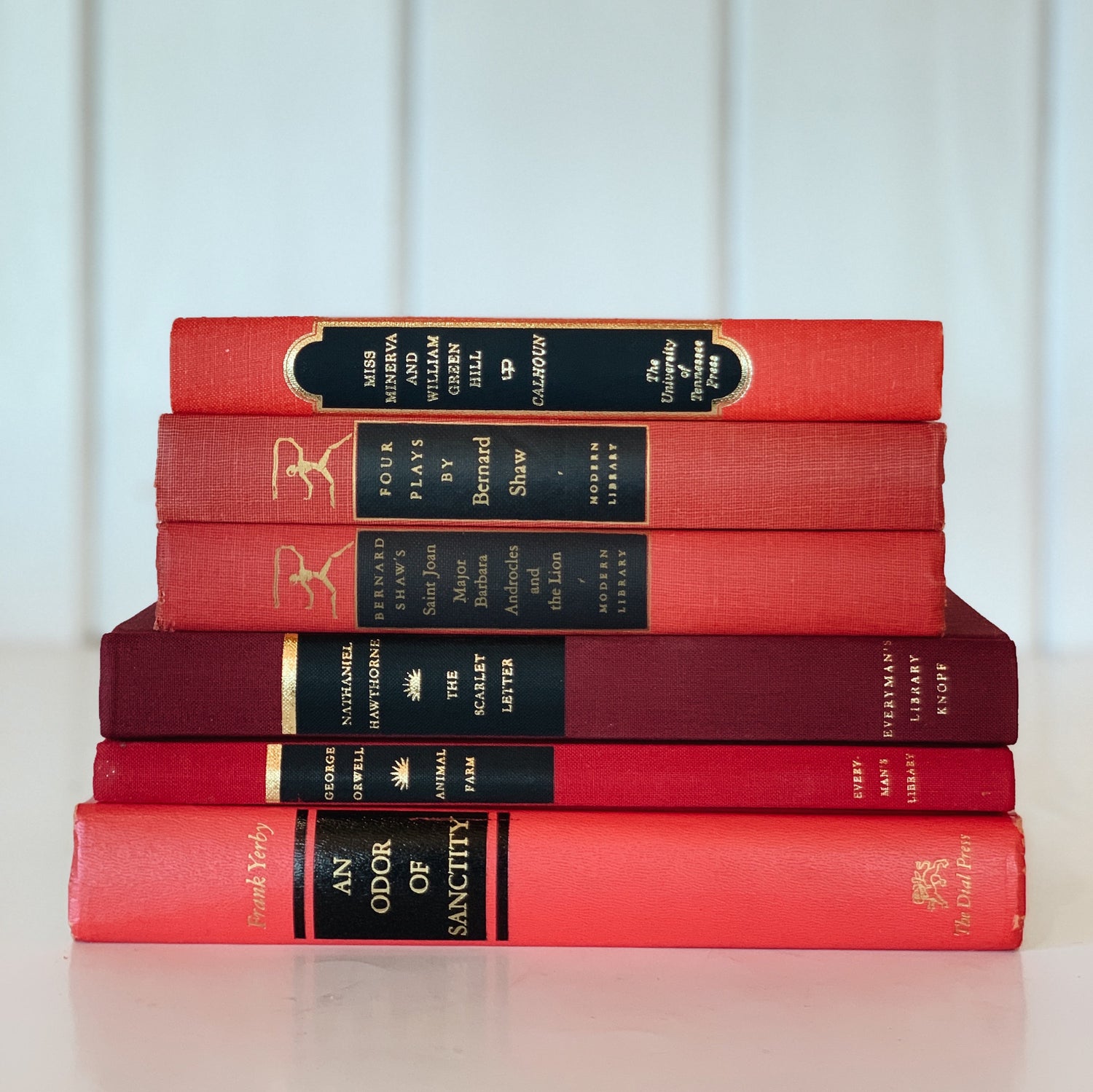 VIntage Decorative Black and Red Books for Display, Formal Room, Office Decor