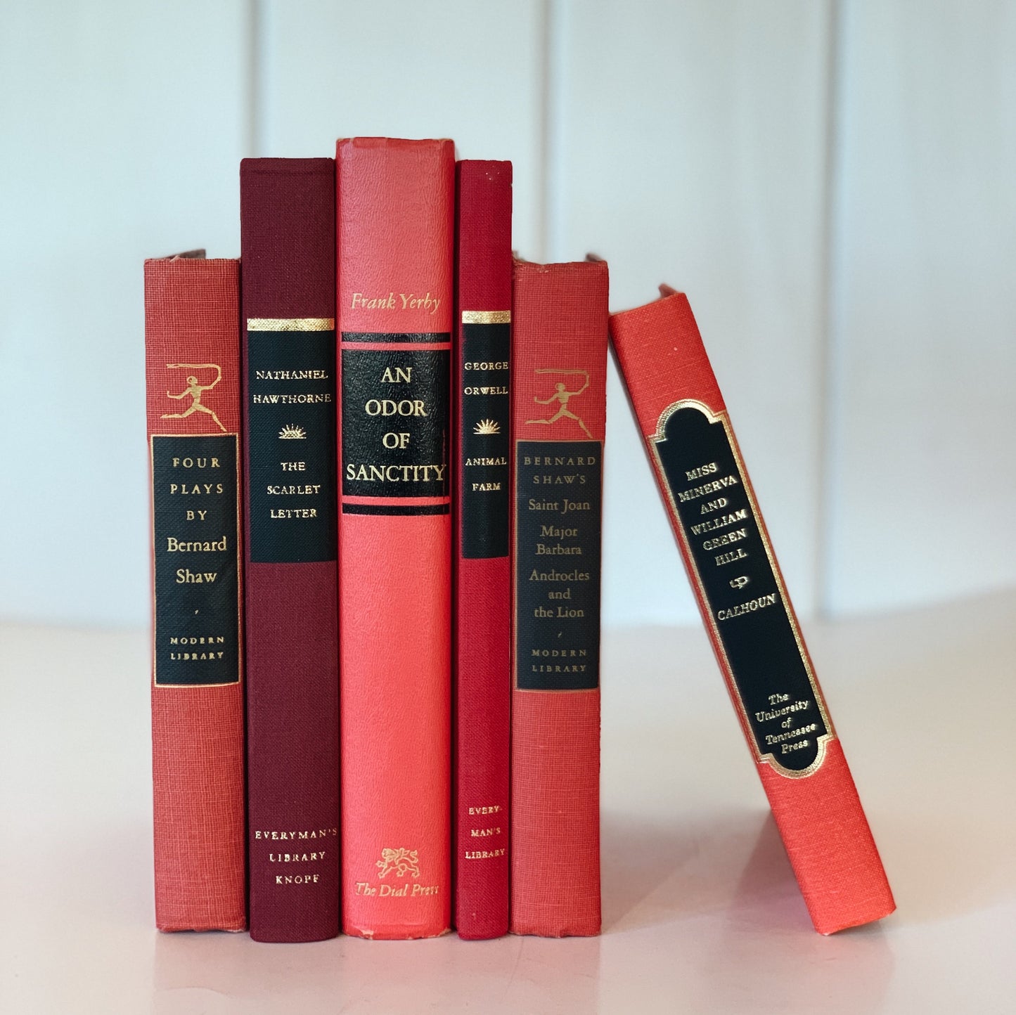 VIntage Decorative Black and Red Books for Display, Formal Room, Office Decor