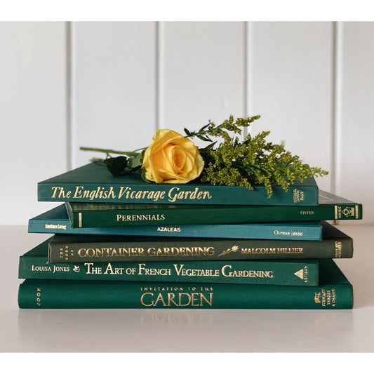 Vintage Green Gardening Coffee Table Book Set, Large Books for Bookshelf Decor