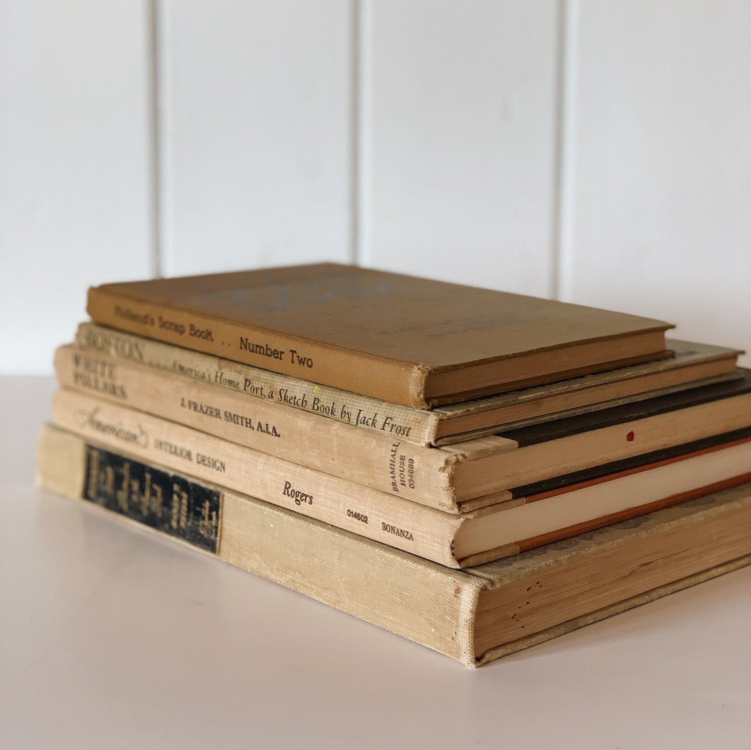 Vintage Neutral Beige Coffee Table Book Set, Art and History Book Set for Coffee Table