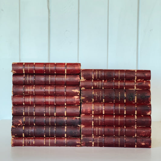 William Harrison Ainsworth, 1882, Red Leather Book Set, 15 Volumes