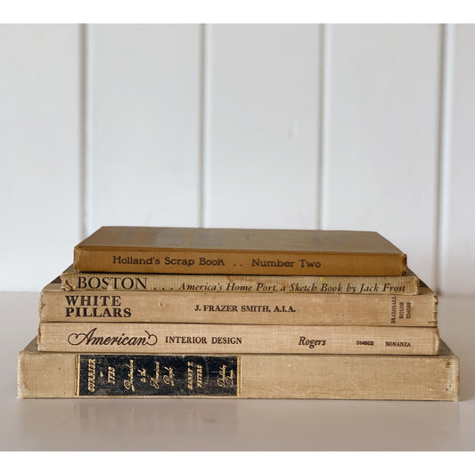 Vintage Neutral Beige Coffee Table Book Set, Art and History Book Set for Coffee Table