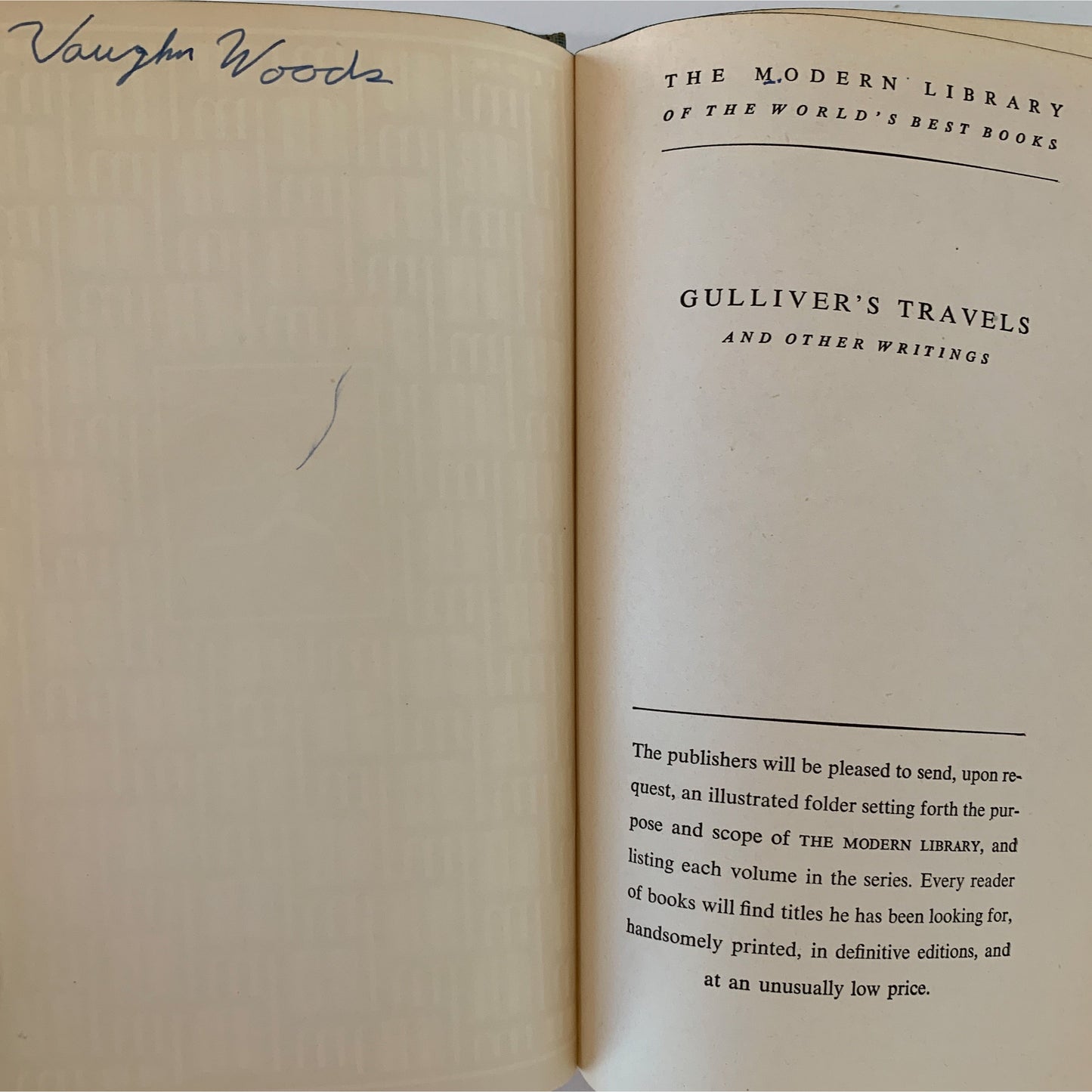 Gulliver's Travels, Jonathan Swift, Modern Library DJ, 1958