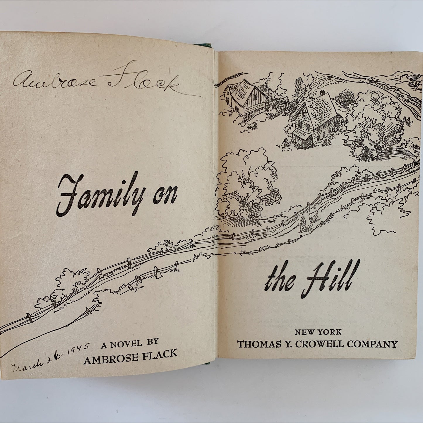 Family on the Hill, Ambrose Flack, 1945, Signed Hardcover