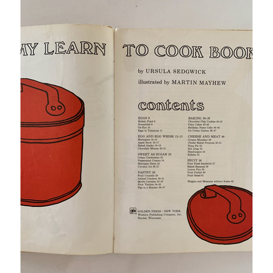 My Learn To Cook Book: A Children's Book for the Kitchen, 1967 Hardcover