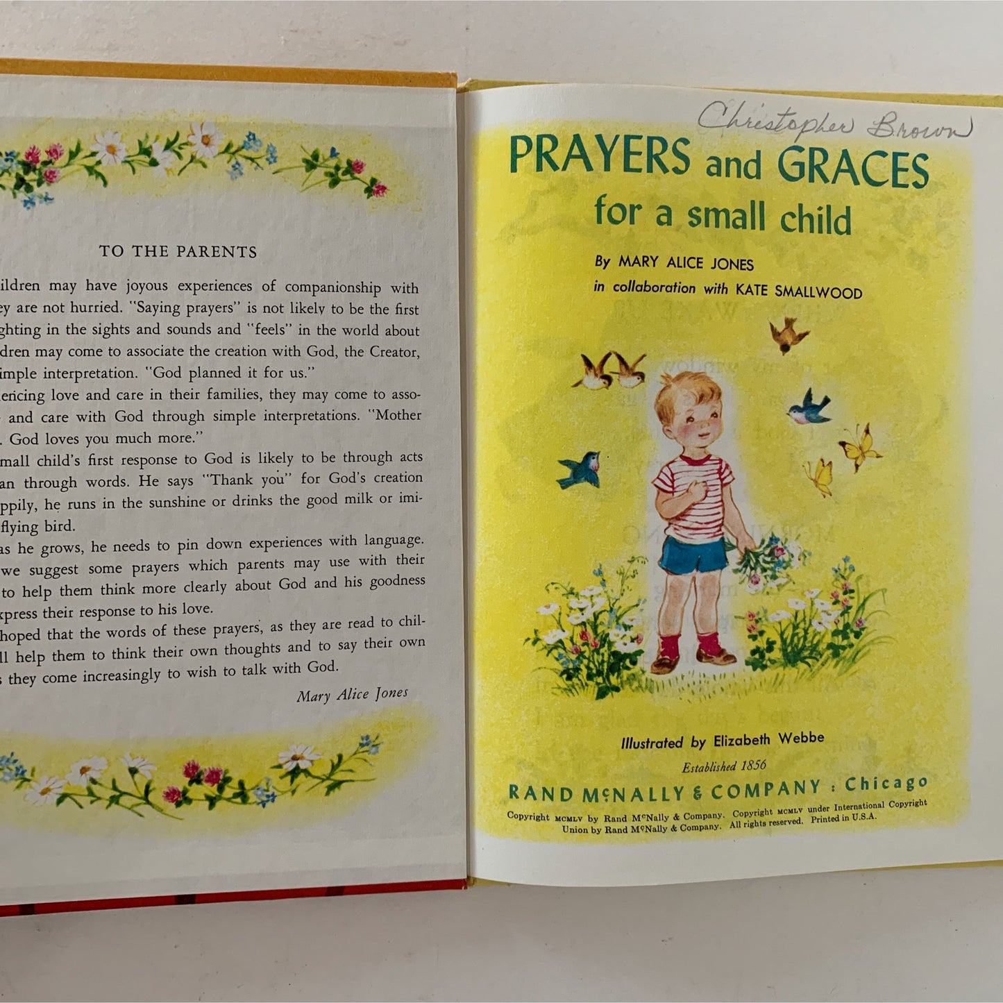 Prayers and Graces for a Small Child, A Rand McNally Book, Hardcover, 1955