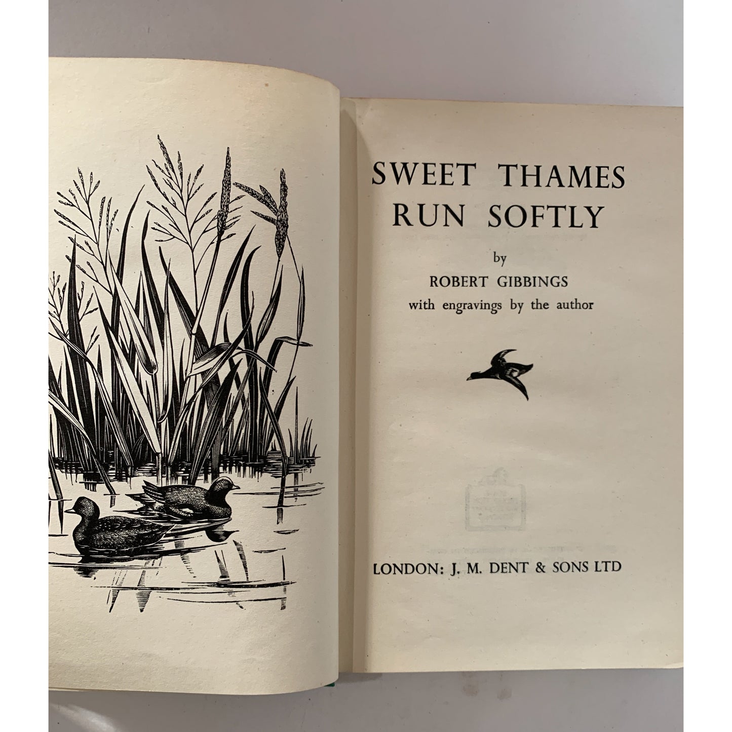 Sweet Thames Run Softly, 1945 British Nature Book, Hardcover, Engravings