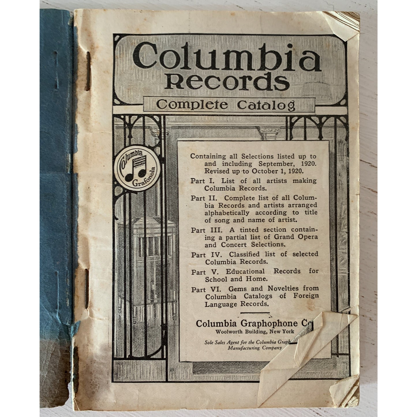 Columbia Records Complete Catalog, 1921 Softcover Book