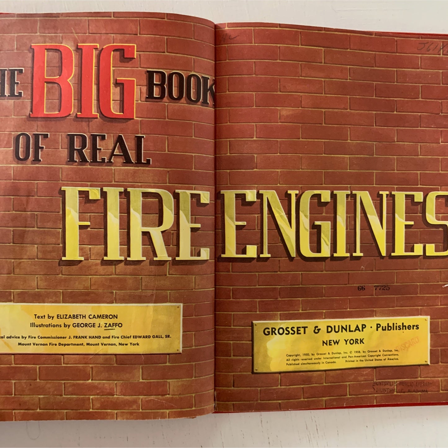 The Big Book of Real Fire Engines, 1958 Hardcover Children's Picture Book
