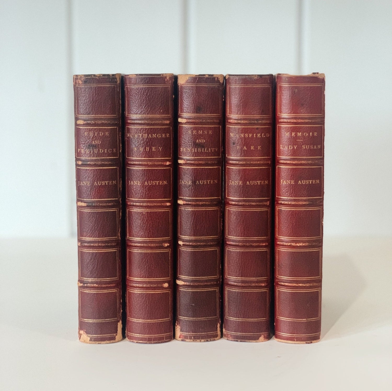 Jane Austen 1879-81 Richard Bentley and Son Leather-Bound Set, Mansfield Park, P&P, S&S, Northanger Abbey, Memoir