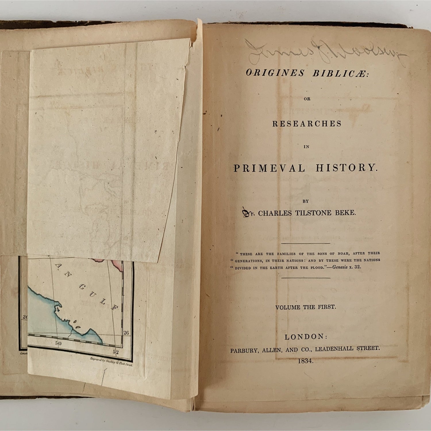 Origines Biblicae or Researches in Primeval History by Charles Tilstone Beke, 1834, RARE - Pretty Old Books