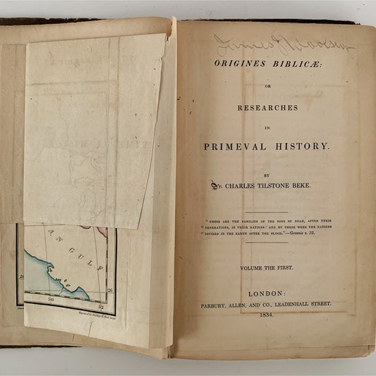 Origines Biblicae or Researches in Primeval History by Charles Tilstone Beke, 1834, RARE - Pretty Old Books