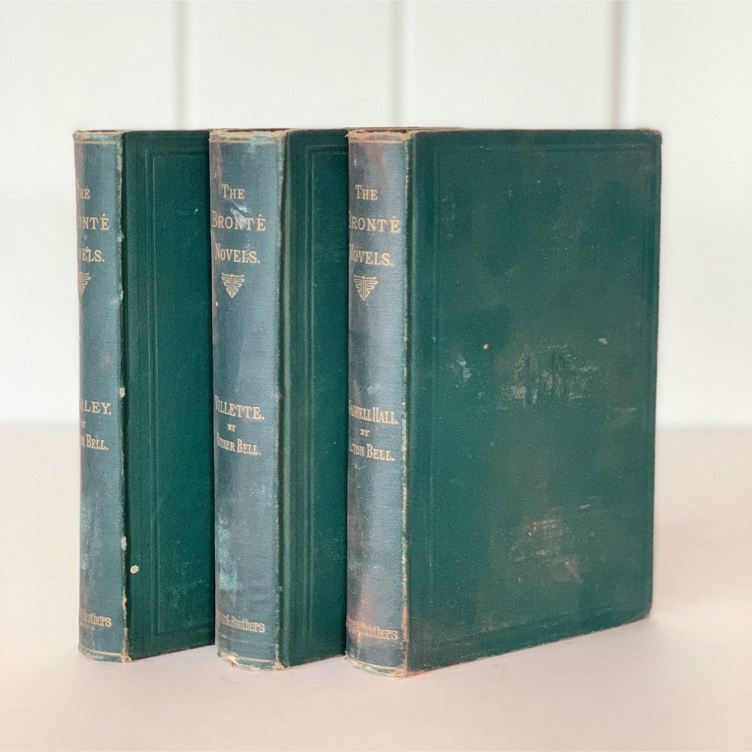 The Bronte Novels, Harper & Brothers, 1870s, Antique Green Book Set - Pretty Old Books