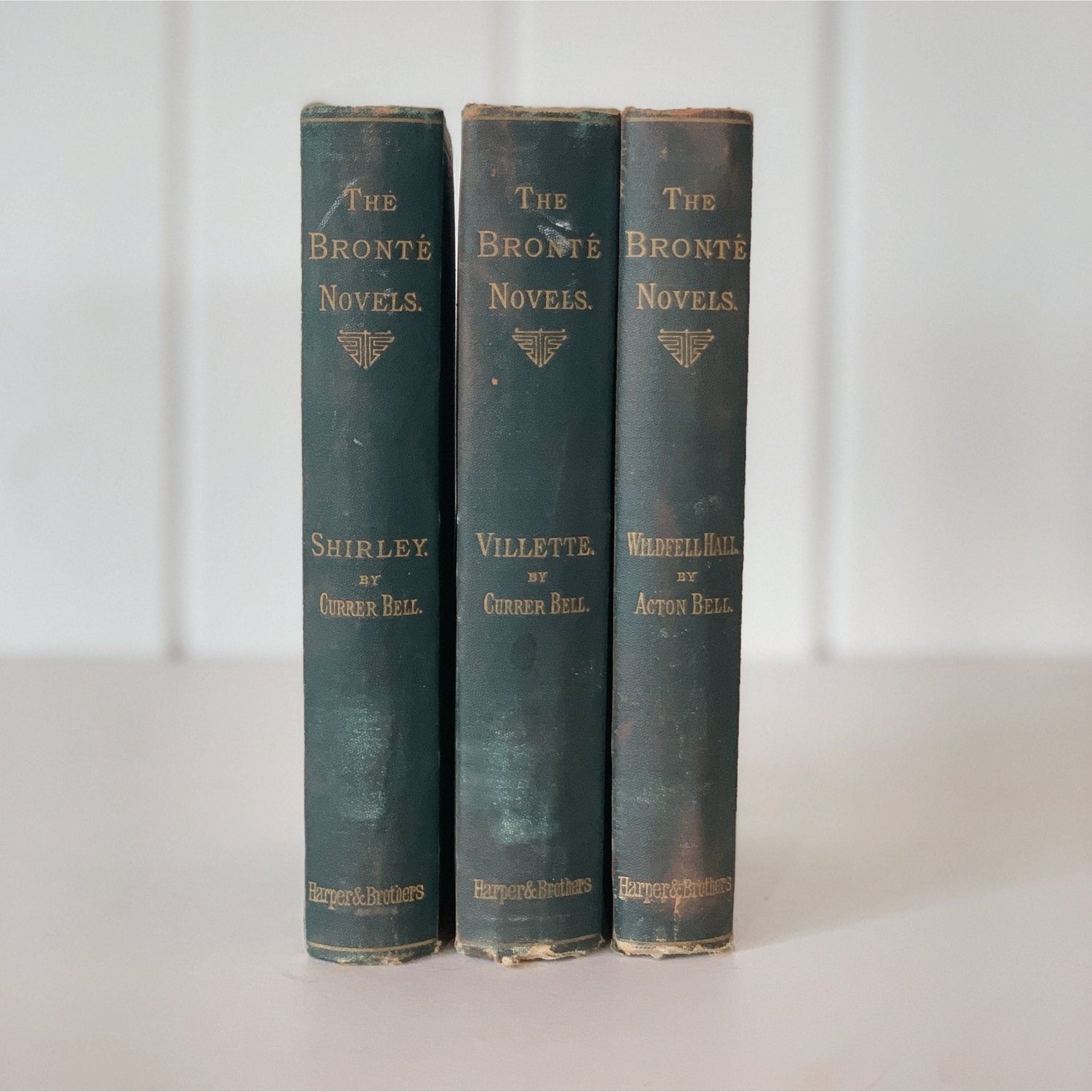 The Bronte Novels, Harper & Brothers, 1870s, Antique Green Book Set - Pretty Old Books
