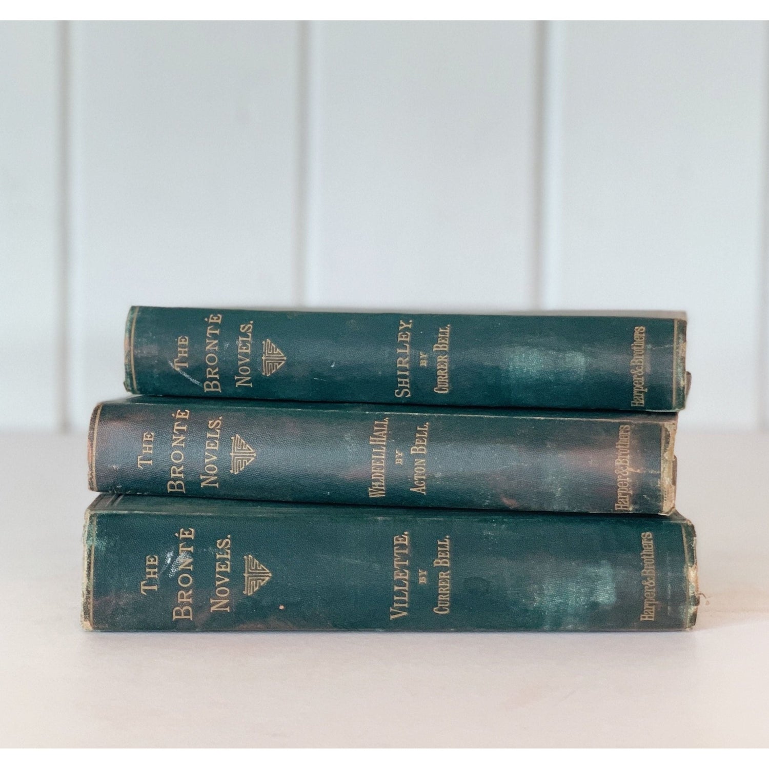 The Bronte Novels, Harper & Brothers, 1870s, Antique Green Book Set - Pretty Old Books