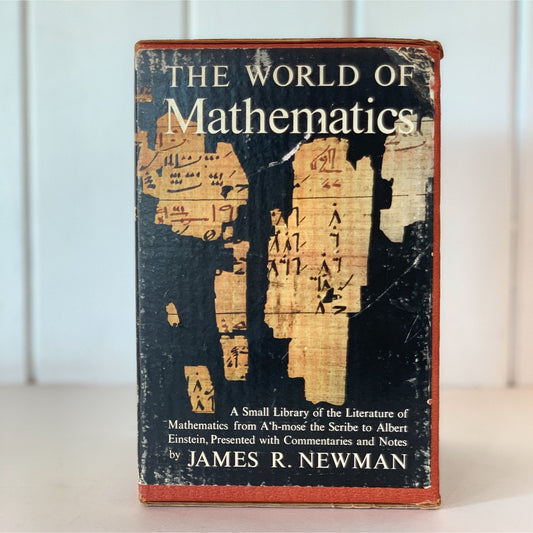 The World of Mathematics Boxed Set 1956, Blue Mid Century Book Set - Pretty Old Books