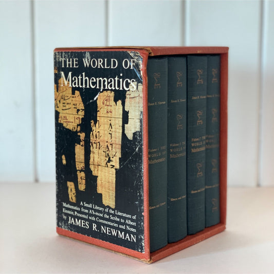 The World of Mathematics Boxed Set 1956, Blue Mid Century Book Set - Pretty Old Books