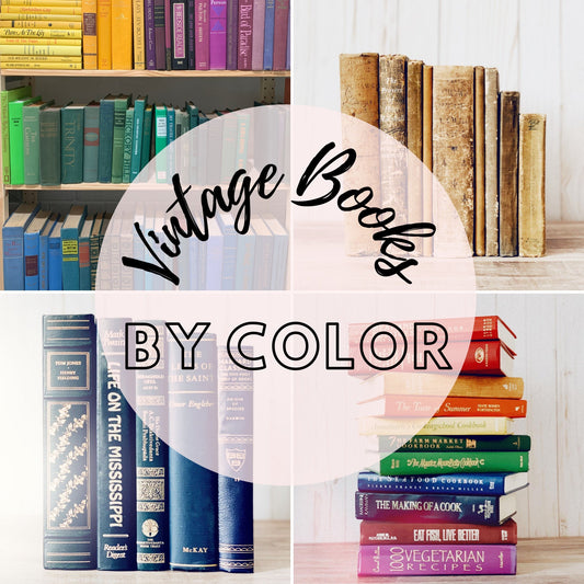 Vintage Decorative Books By Color for Shelf Styling, Real Books for Decorating, Home Staging, Decor - Pretty Old Books